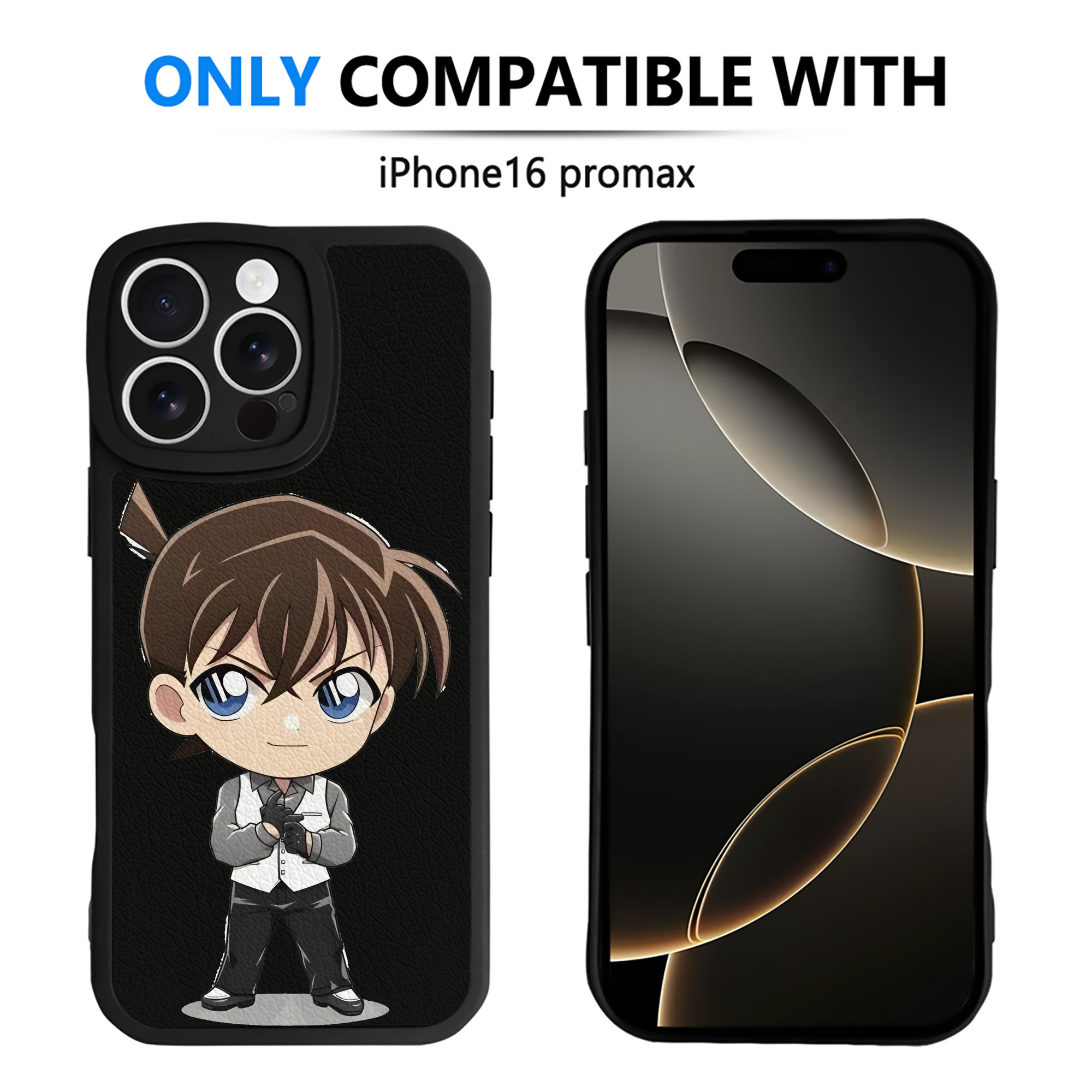 （画像用） 名探偵コナン 江戸川 コナン Detective Conan Conan Edogawa 【iPhone 16シリーズ対応】シリコンスマホケース（レザー調） 材質：シリコン